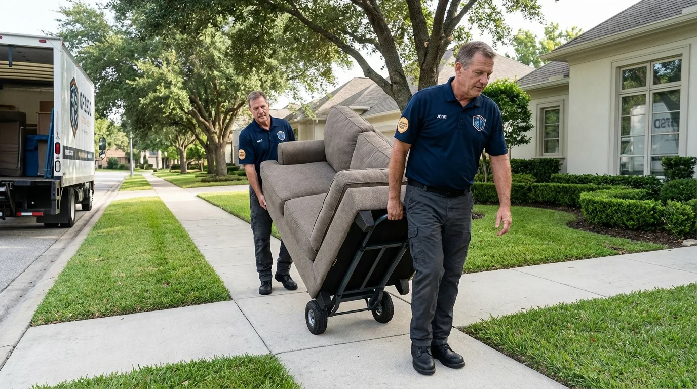 Local residential moving crew loading furniture in Newport, WA